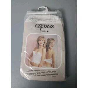 Vintage‎ Carnival Strapless Backless Plunge Corset Bra Size 40D White